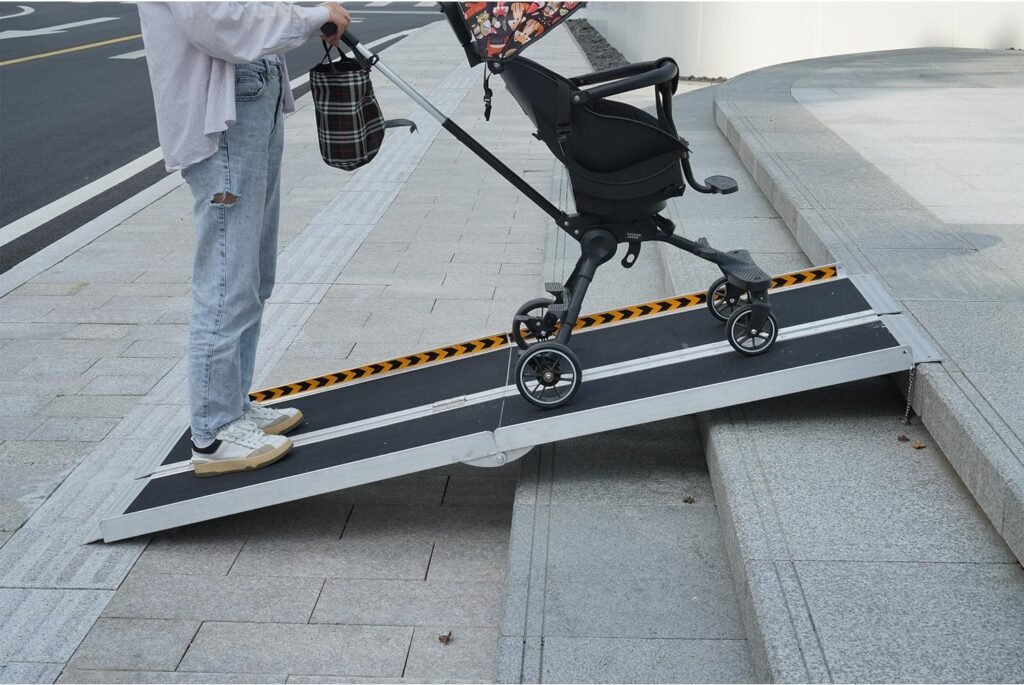 7FT Wheelchair Ramp, 84 L x 31.3 W Threshold Ramp, 800 LBS Capacity Wheel Chair Ramp, Portable Wheelchair Ramp Scooter Ramp, for Home, Steps, Stairs, Doorways, Curbs Black