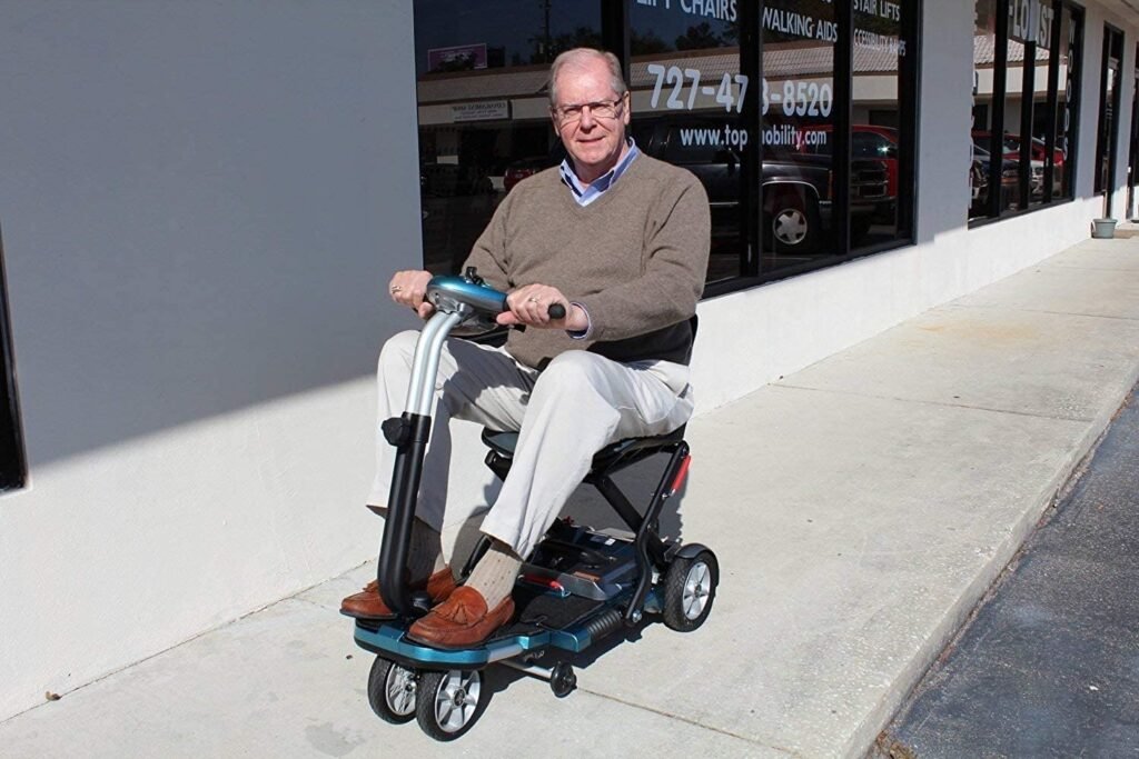 EV Rider Transport Plus - Manual Folding Scooter Power Mobility (SeaFoam Blue)