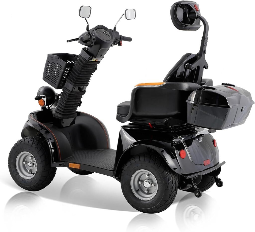 Heavy Duty 4 Wheel Mobility Scooter, All-Terrain Electric Mobility Scooters for Seniors and Adults 1000W- Fat Tire, Adjustable Seat and Handle, Long Range, 500lbs Capacity, USB Charger Port