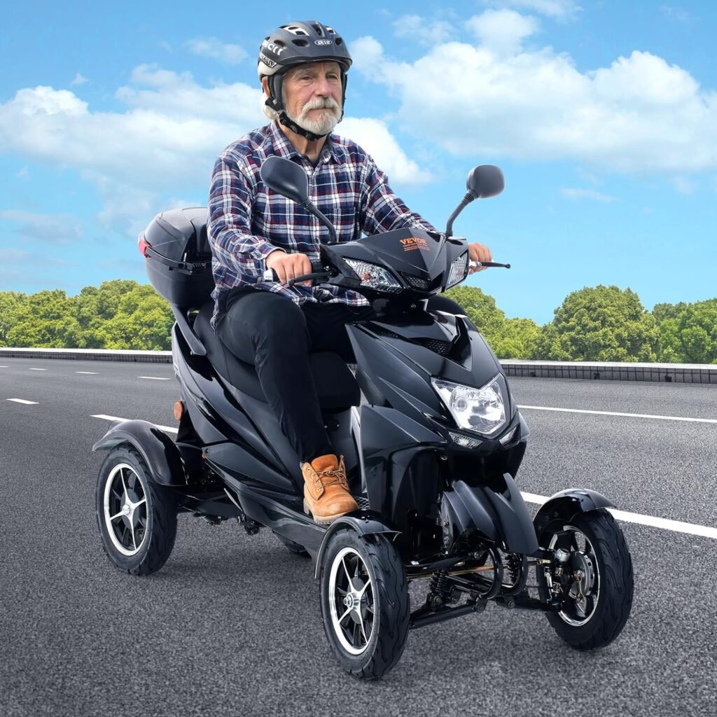 Heavy Duty 4-Wheel Mobility Scooters for Seniors  Adults 450lbs Capacity - 40 Miles 3-Speed Long Range, 500W All Terrain Electric Recreational Scooter Wheelchair with 20° Max Climbing Capacity