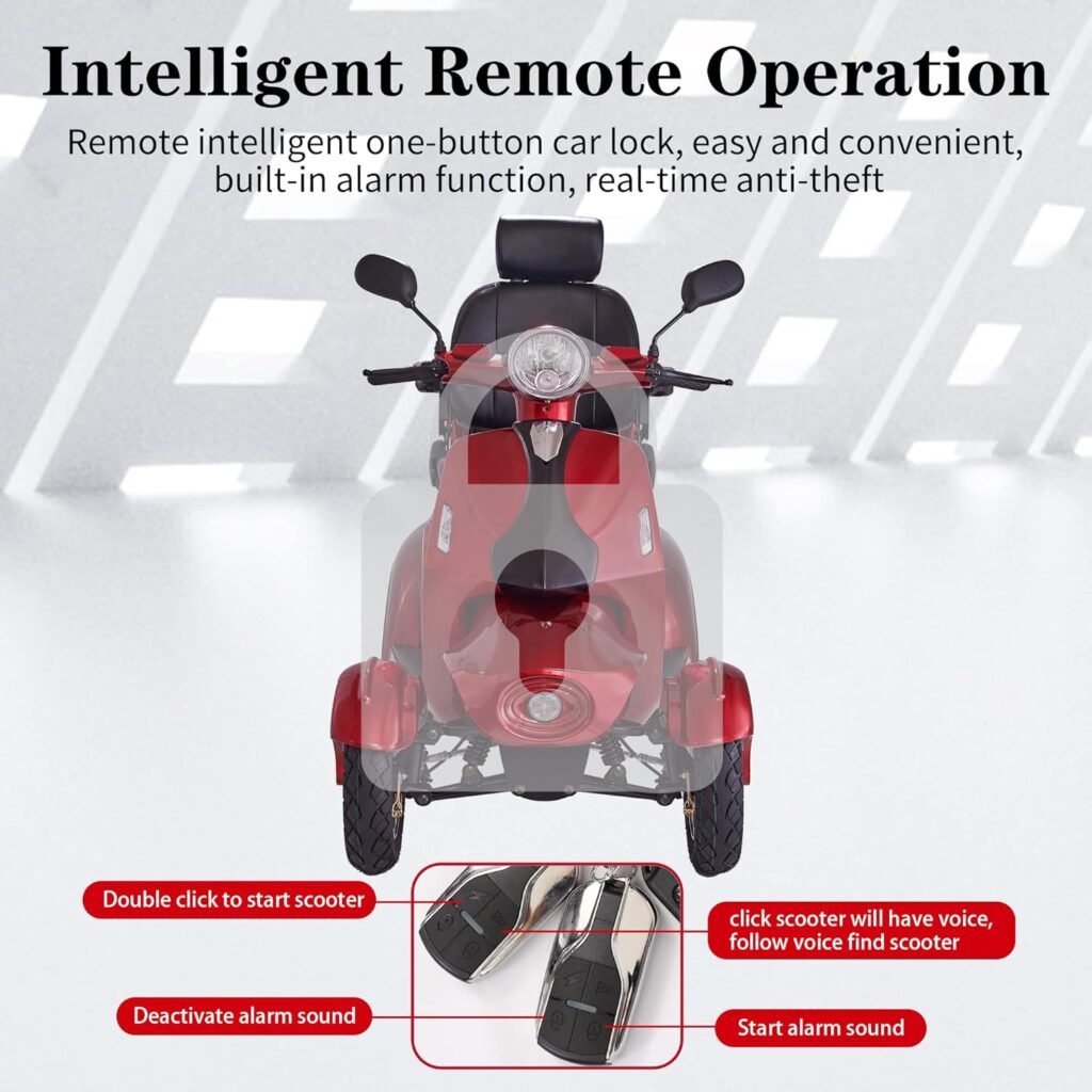 Heavy Duty 4 Wheel Mobility Scooters for Seniors  Adults 500lbs Capacity - Electric Powered Chair - 800W All Terrain Fast Mobility Scooter for Travel w/Long Range Battery Remote Key