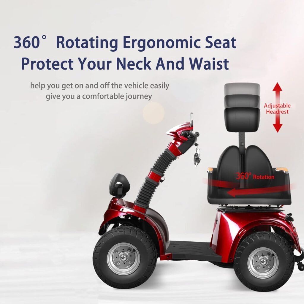 Heavy Duty Mobility Scooters for Seniors  Adults 500lbs Capacity - Electric Powered Wheelchair Device - 1000W All Terrain Recreational Mobility Scooter for Travel Red