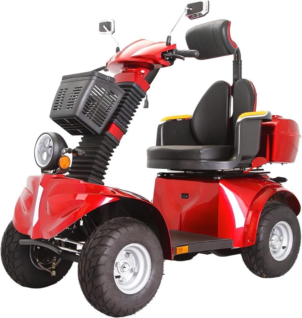 Heavy Duty Mobility Scooters for Seniors  Adults 500lbs Capacity - Electric Powered Wheelchair Device - 1000W All Terrain Recreational Mobility Scooter for Travel Red