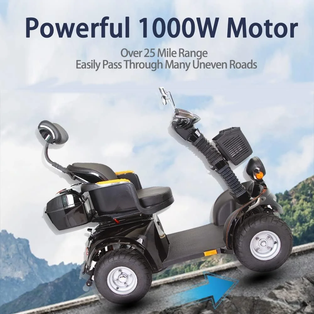 Heavy Duty Mobility Scooters for Seniors  Adults 500lbs Capacity - Electric Powered Wheelchair Device - 1000W All Terrain Recreational Mobility Scooter for Travel Red