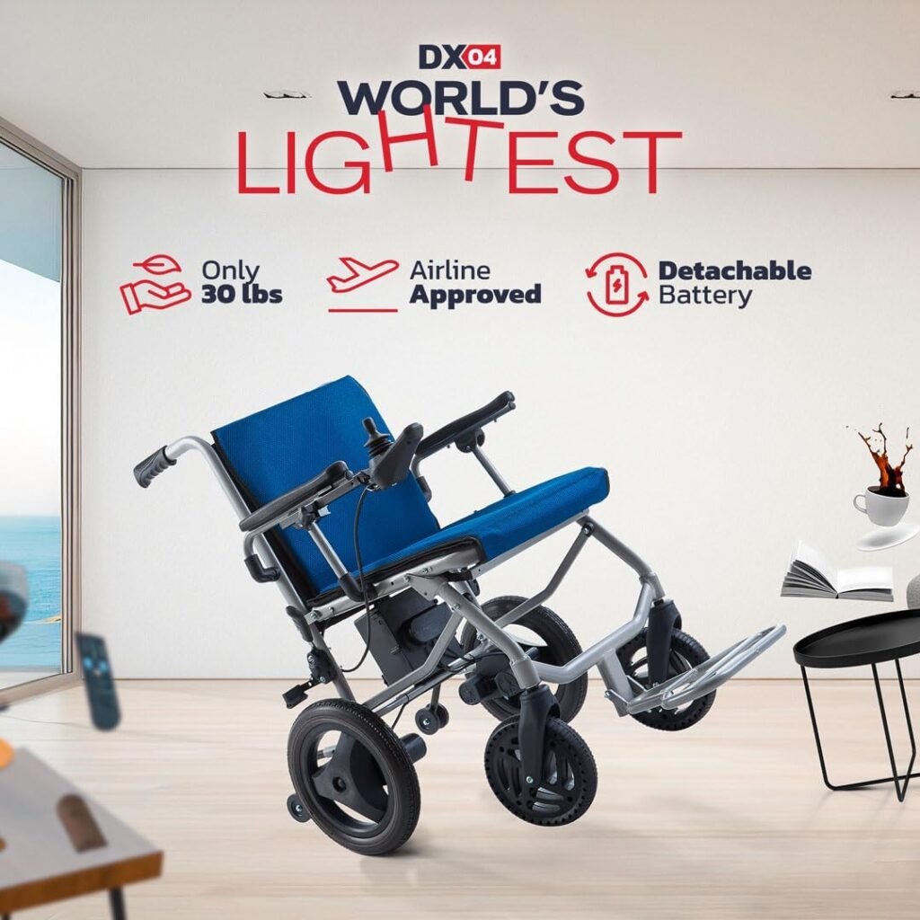 Rubicon DX04-NEW- Worlds Lightest (only 30lbs) Foldable Electric Wheelchair - Travel Size - Airline Approved - User Friendly - 10 mi Cruise Range (Model1)