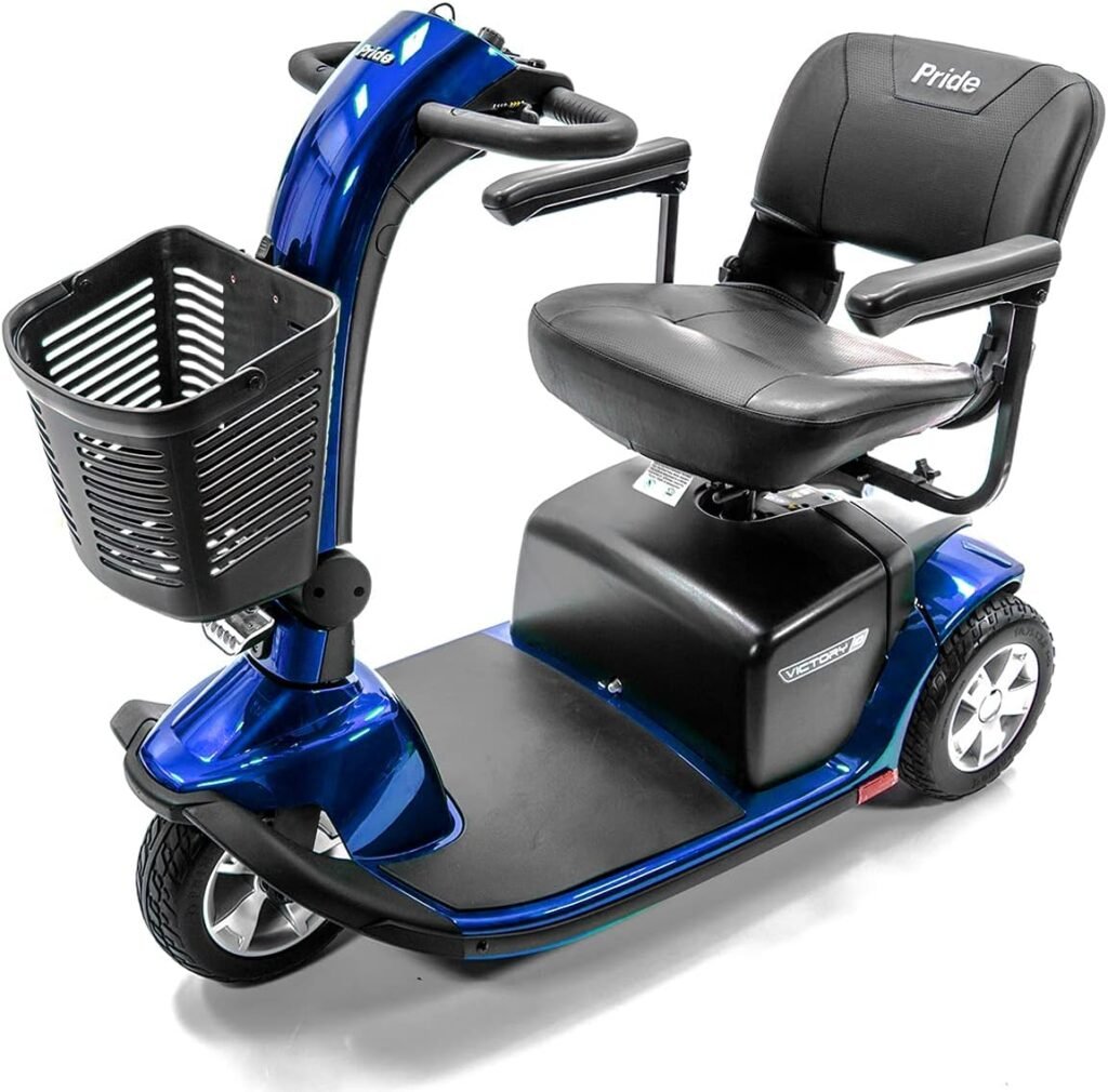 Victory 10 Pride 3-Wheel Electric Scooter SC610 Blue + Challenger Mobility Accessories - Bundle