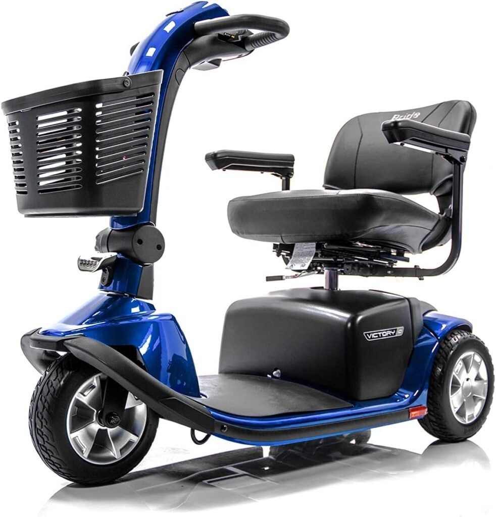 Victory 10 Pride 3 Wheel Electric Scooter SC610 Blue + Challenger Mobility Accessories - Bundle