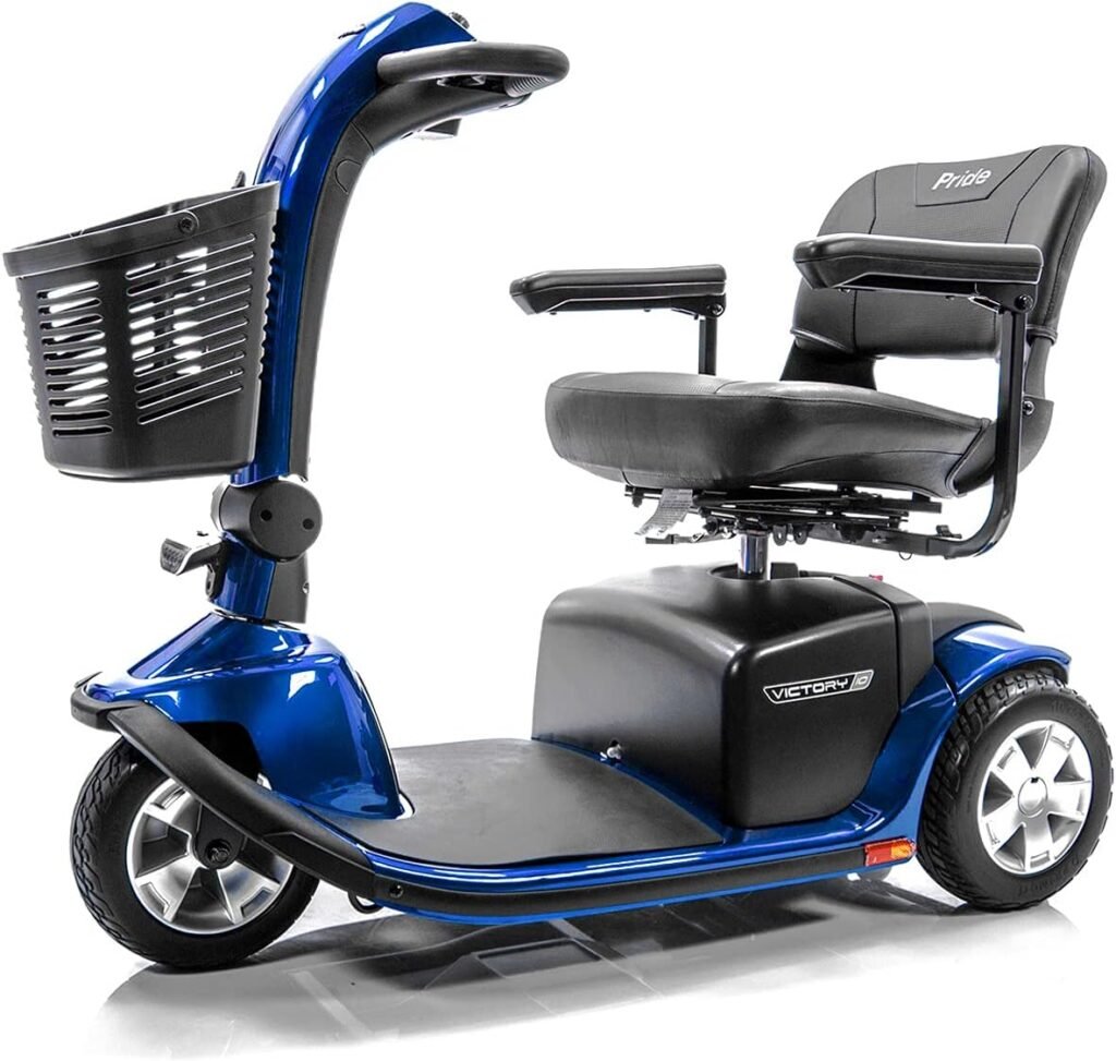 Victory 10 Pride 3-Wheel Electric Scooter SC610 Blue + Challenger Mobility Accessories - Bundle