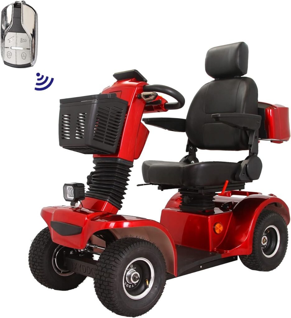 Xmatch Mobility Scooters for Adults  Seniors, Heavy Duty 4-Wheel Medical Electric Powered Wheelchair Device, Elderly-Rear Box 360 Degree Adjustable Seat (Red)