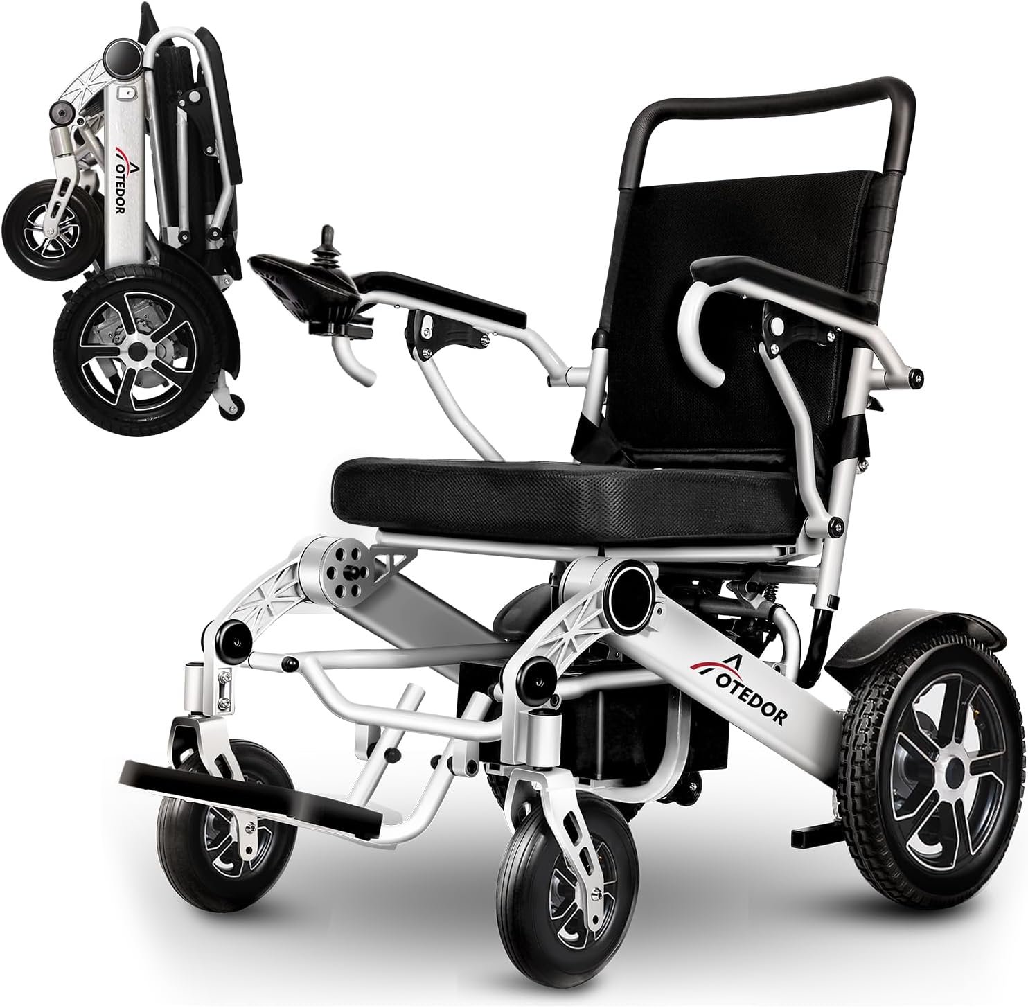 25 Miles Long Range, Aotedor long range electric wheelchair for Adults Lightweight Foldable All Terrain Motorized Wheelchair for Seniors Intelligent Power Wheelchair Compact Portable Airline Approved