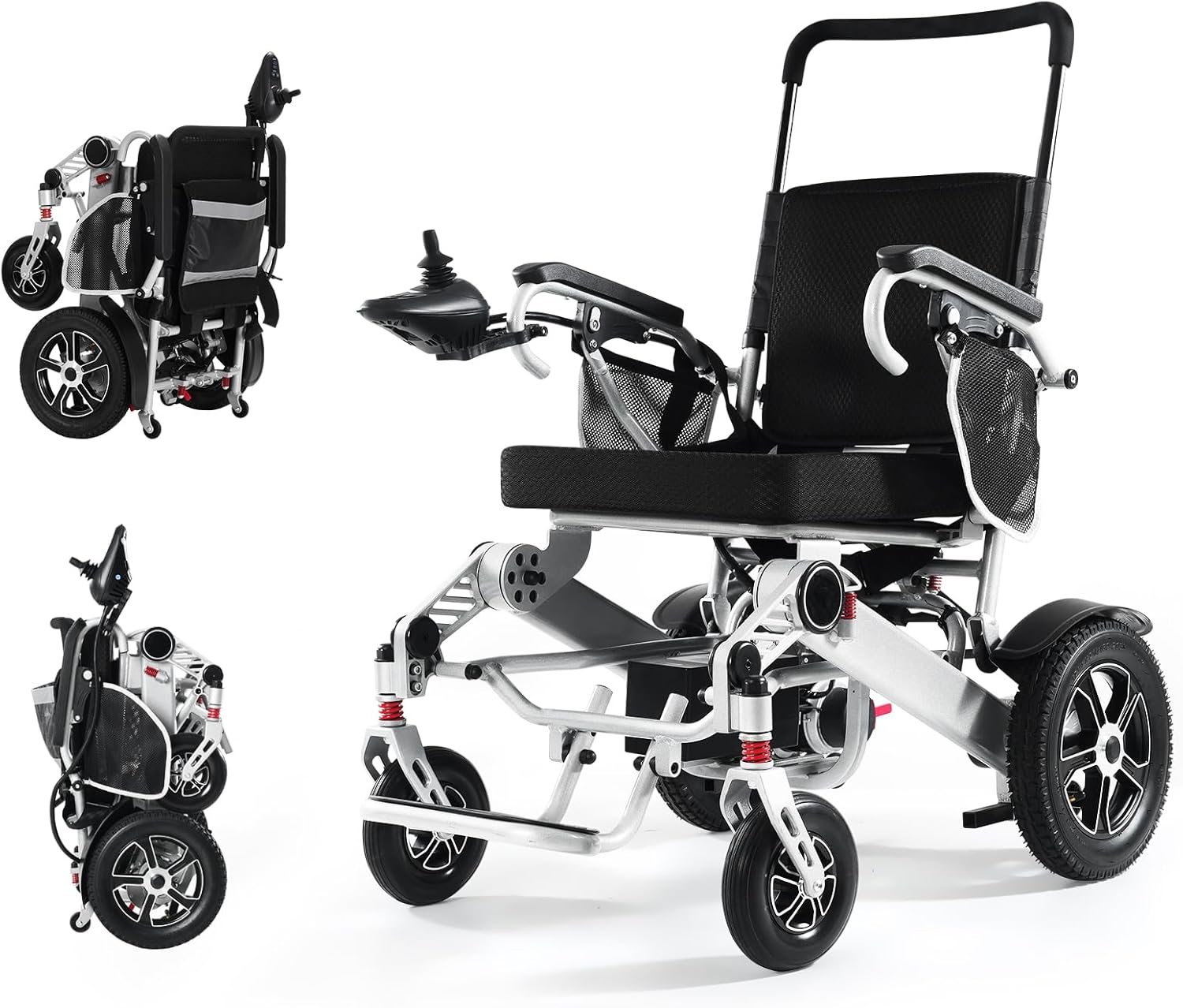 Electric Wheelchair for Adults Lightweight Foldable, All Terrain Motorized Power Wheelchair for Seniors Portable, 15+ Miles Long Travel Range, Airline Approved