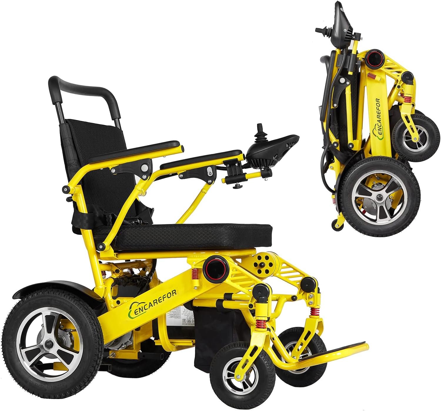 Encarefor Electric Wheelchair - Range 24 Mile Extended Airline Approved (Yellow)