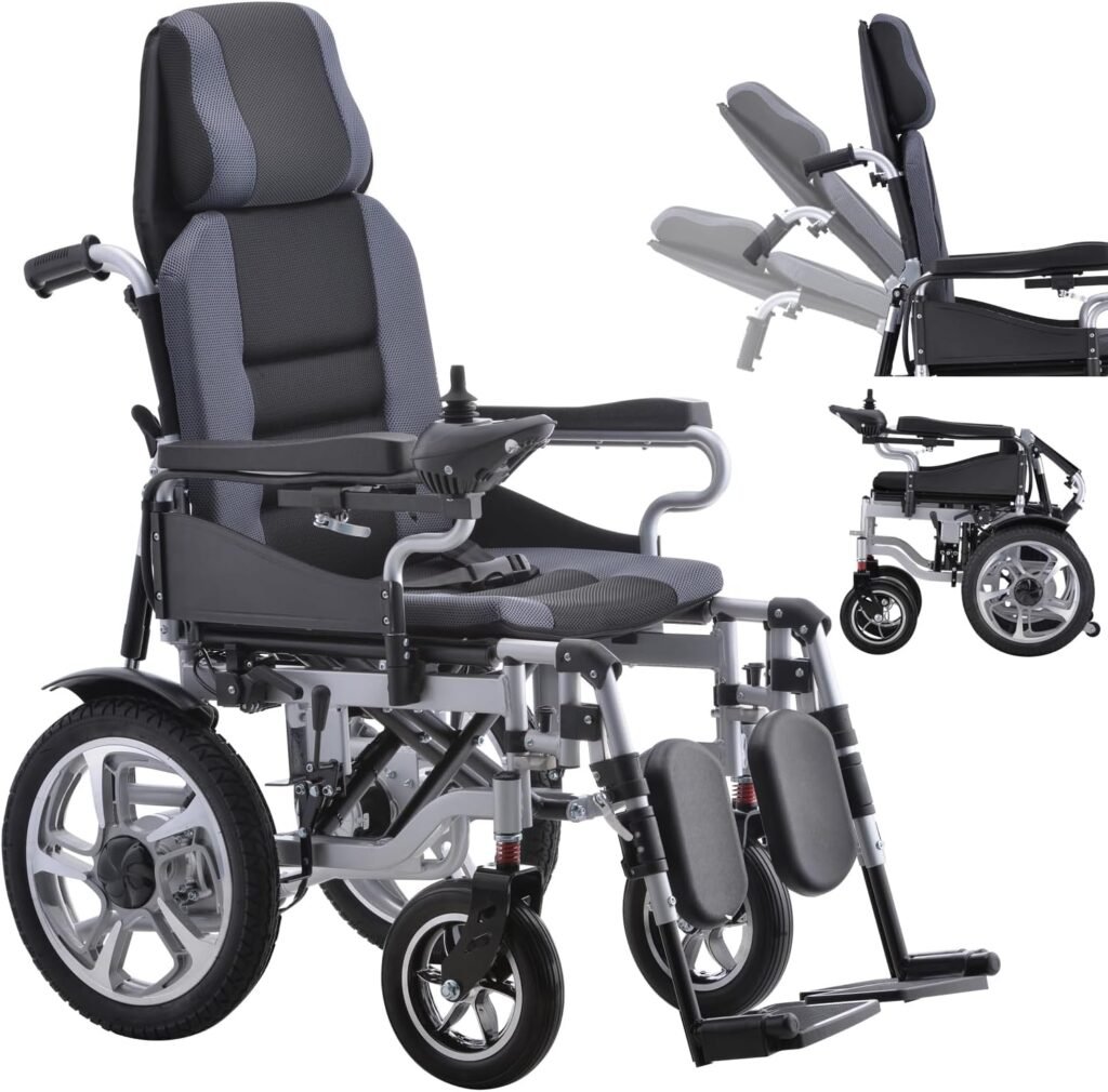 Reclining Foldable Electric Wheelchairs for Adults - 500W Super Horse Power Motor -20 Mile Range ~ 20AH Extended Battery - Include Headrest and Backrest MuMulti-Angle Adjustment Support 280lbs