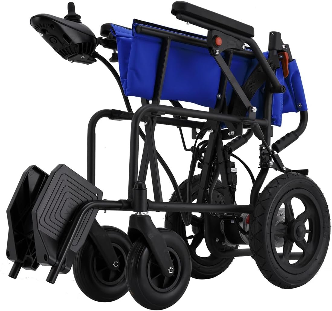 Rubicon DX02- Lightweight (Only 40lbs) Foldable Electric Wheelchair for Seniors - 12 mi Long Cruise Range with 500W Powerful Motor - Airline Approved with Detachable Battery (Model2)